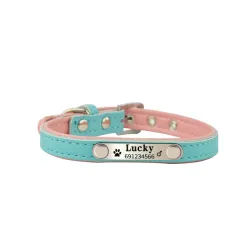 Collier chiens/chats - ID Tag - personnalisé - gravé - cuir
