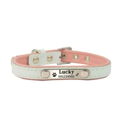 Collier chiens/chats - ID Tag - personnalisé - gravé - cuir
