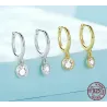 Oorringen met rond wit kristal - 925 sterling zilverOorbellen
