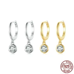 Oorringen met rond wit kristal - 925 sterling zilverOorbellen