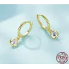 Oorringen met rond wit kristal - 925 sterling zilverOorbellen