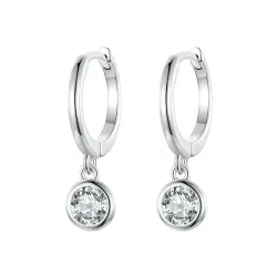 Oorringen met rond wit kristal - 925 sterling zilverOorbellen