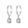 Oorringen met rond wit kristal - 925 sterling zilverOorbellen