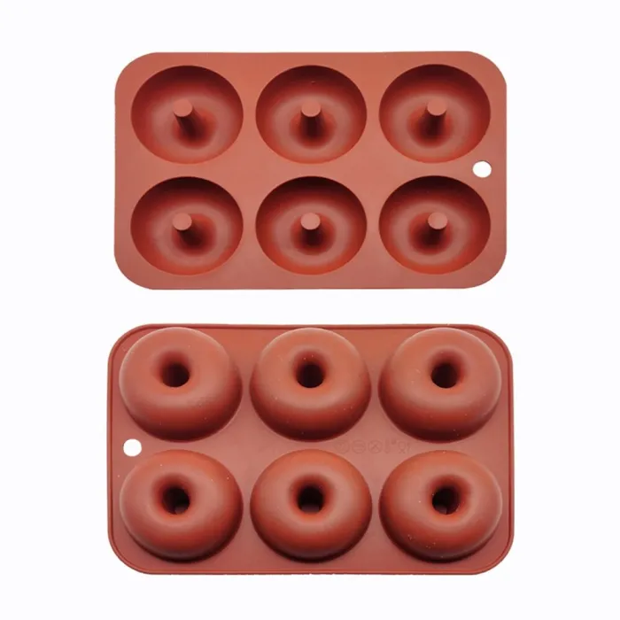 Moule à beignets en silicone - plaque de cuisson antiadhésive - 6 trous