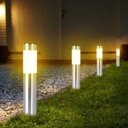 Lampe de jardin solaire - pilier de sol en acier inoxydable - tube