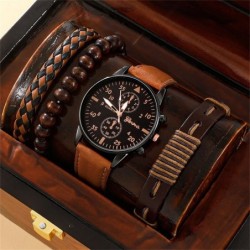 Luxury Quartz watch - with leather bracelets - setWatches