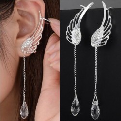 Lange oorbellen met kristallen engelenvleugels - clipsOorbellen