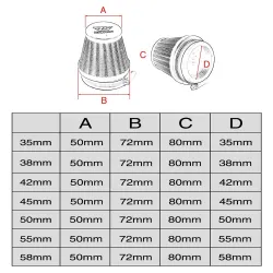 Universal motorcycle carburetor - air filter cleaner - intake pipe - mushroom headCarburettors