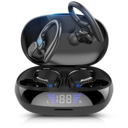TWS VV2 - Écouteurs Bluetooth - tour d'oreille - avec microphone / boîtier de chargement / affichage LED