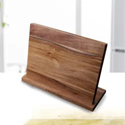Damascus messenset - scherp lemmet - houten handvat - magnetische houder - 6 stuksStaal