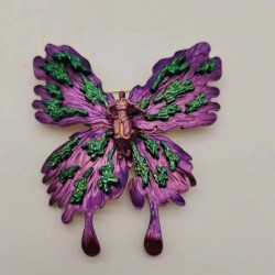 Papillon coloré / Dieu de la guerre - broche vintage plaquée or