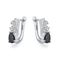 Boucles d'oreilles élégantes en argent avec cristal noir