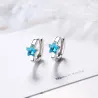 Round silver earrings with a blue crystal starEarrings