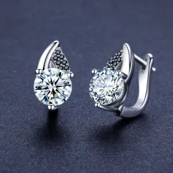 Elegante zilveren oorbellen - met wit/zwarte kristallenOorbellen
