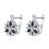 Boucles d'oreilles élégantes en argent - avec fleur en cristal blanc/noir