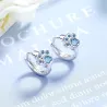 Petites boucles d'oreilles rondes en argent - patte d'animal cristal bleu