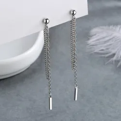 Boucles d'oreilles longues en argent - avec chaîne