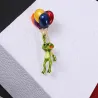 Grenouille verte avec ballons colorés - broche