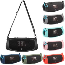 New Bluetooth Speaker Case Soft Silicone Cover Skin With Strap Carabiner for JBL Charge 5 Wireless Bluetooth Speaker BagBluet...