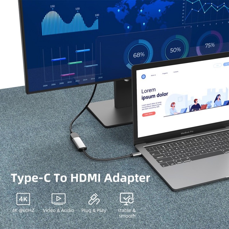 USB Type-C naar HDMI adapter - USB 3.1 USB-C naar HDMI - converter - voor laptops/smartphonesHDMI-schakelaars