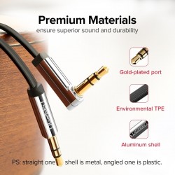 Ugreen AUX audiokabel - jack 3,5 mm - 0,5 m - 1 m - 1,5 m - 2 m - 3 m - 5 mKabels