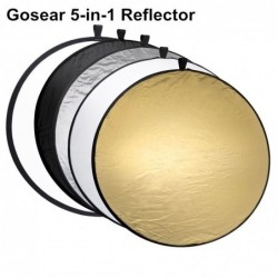 Réflecteur photographique 5 en 1 - disque rond pliable - avec sac - 60 cm