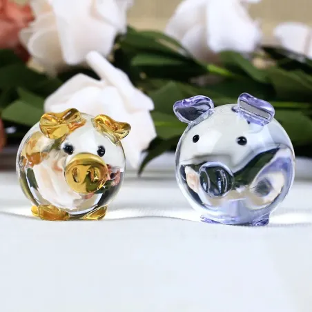 Cochon en cristal coloré - figurine