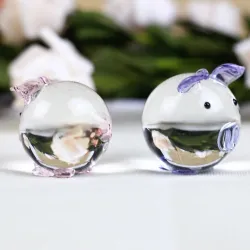 Cochon en cristal coloré - figurine
