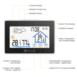 Draadloze touchscreen-thermometer - binnen / buitenMeten
