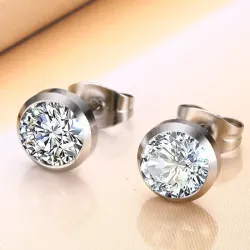 Classic small earrings - with a round white crystalEarrings