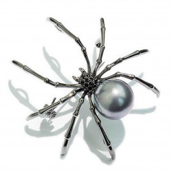 Zwarte spin met parel - elegante brocheBroches