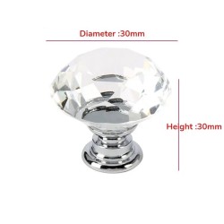 Bouton de meuble décoratif - poignée - tiroir - armoire - diamant en cristal - 30 mm