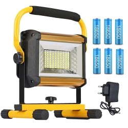 100W Waterproof Flood Light Outdoor Reflector LED External Projector RGB Spotlight Searchlight Rechargeable by 6*18650 Battery