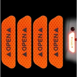 OPEN - anti-collision warning stickers for car doors - reflective 4 piecesStickers