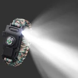 Bracelet de survie multifonction avec boucle en plastique et lumière LED