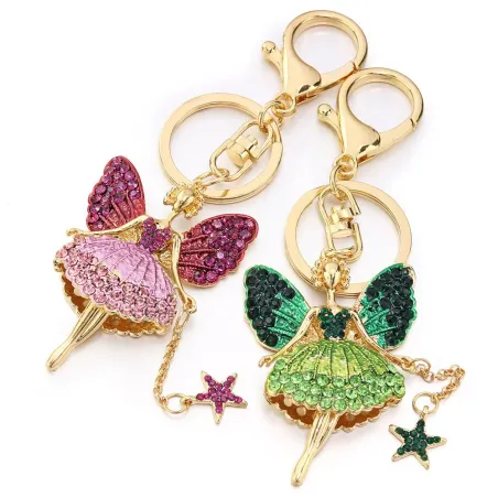 Ange en cristal avec une étoile - porte-clés