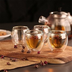 4 Pièces - Résistant à la chaleur - tasse en verre double paroi - verre - thé - expresso - café
