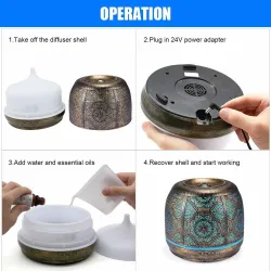 Modern air humidifier - essential oil diffuser - 7 changeable light colors - 500mlHumidifiers