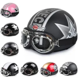 Vintage Motorcycle Scooter Open Face Half Helmets & Visor & GogglesMotorfiets onderdelen