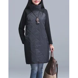 Turtleneck Loose Patchwork Tunic Winter DressDresses