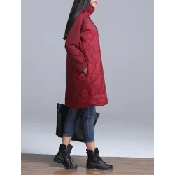 Turtleneck Loose Patchwork robe d'hiver tunique