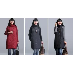 Turtleneck Loose Patchwork Tunic Winter DressJurken