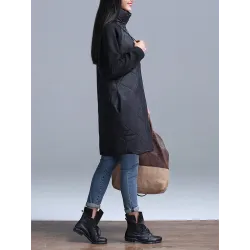 Turtleneck Loose Patchwork Tunic Winter DressDresses