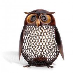 Owl Shaped Metal Coin Savings Box CraftStatues & Sculptures