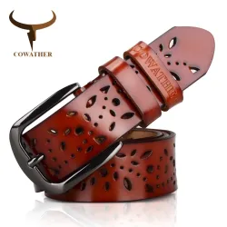 Genuine leren riem met bloemenmotifRiemen