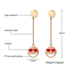 Steel Red Heart Long EarringsOorbellen