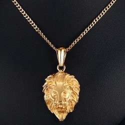 Lion hoofd hanger van gouden kettingKettingen