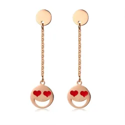 Steel Red Heart Long EarringsOorbellen