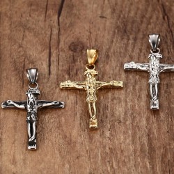 Pendentif Crucifix Vintage Collier inoxydable