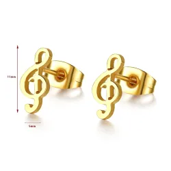 Gouden muziek notitie stud oorbellenOorbellen